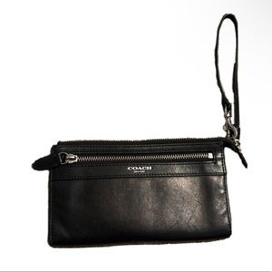 Black Leather Coach Wristlet Wallet
